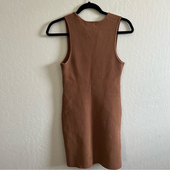 Revolve House of Harlow 1960 Luxe Essentials Brown Ribbed Mini Dress - Picture 2 of 5
